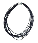 Black Piano Wire Necklace with Fresh Water Pearls