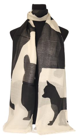 Black and White Dog Silhouettes Scarf