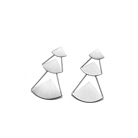 Tri Mod Sterling Silver Earrings
