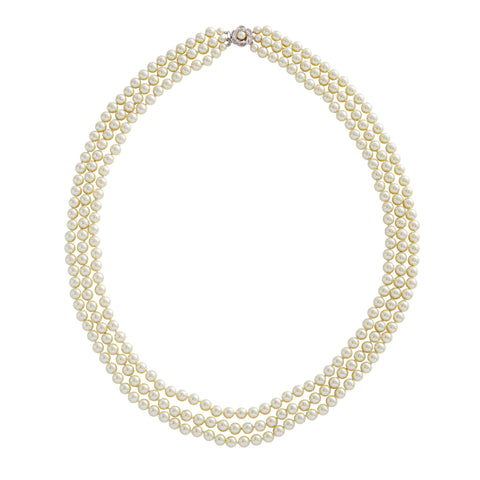 Jacqueline Kennedy Collection 30" Triple Pearl Necklace