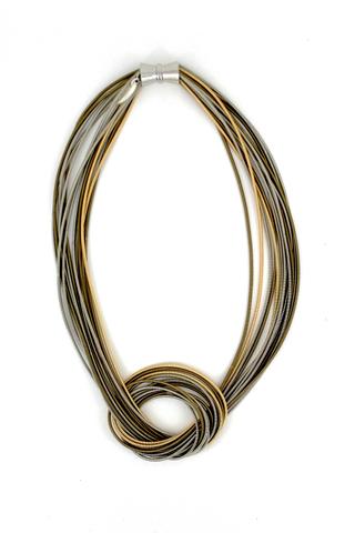 Black, Silver and Copper Piano Wire Necklace with Large Knot –  shop.kennedy-center